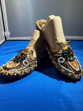 Amanda Moroccan lights slip on beaded mule shoes